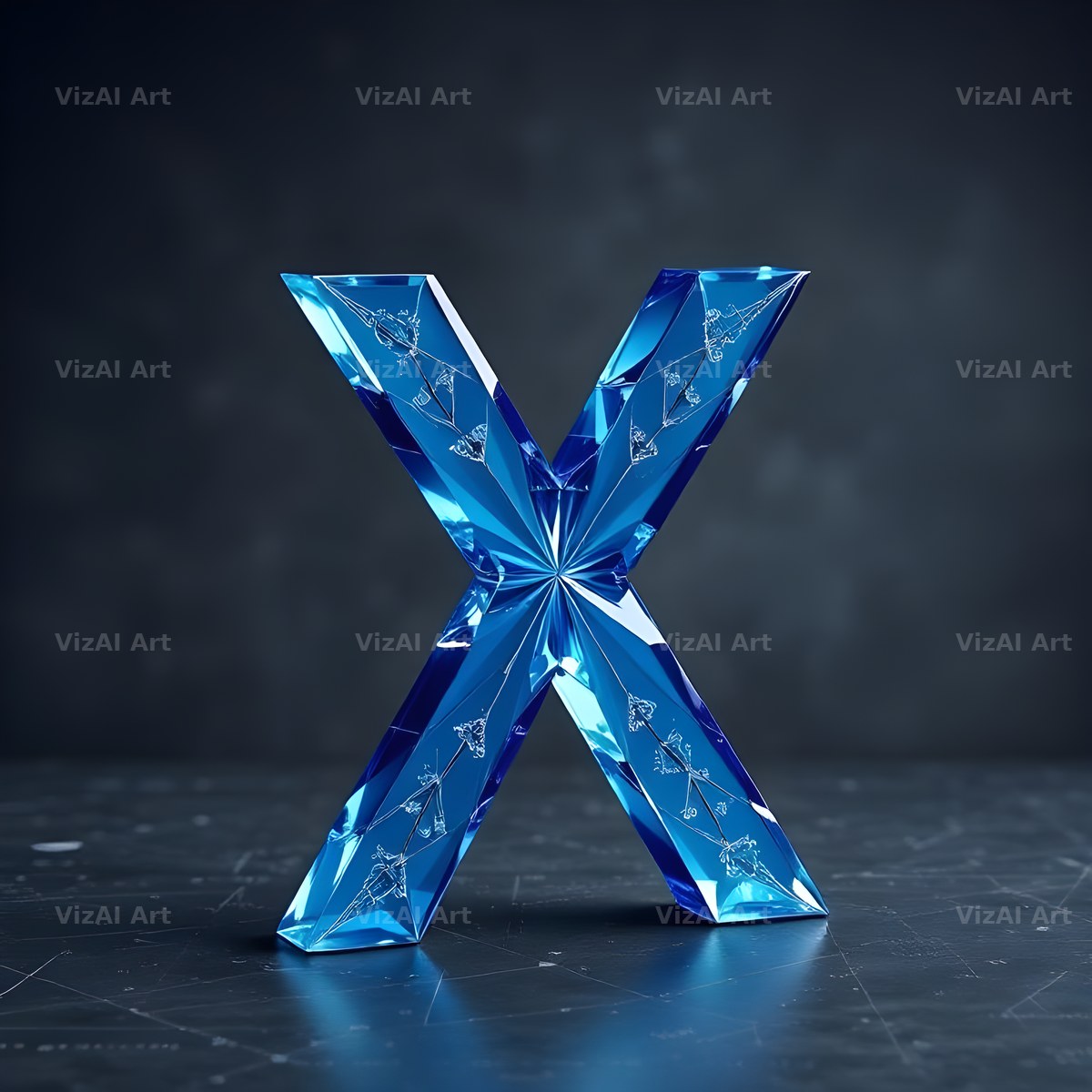 Crystal Fractal Ice alphabet letter X