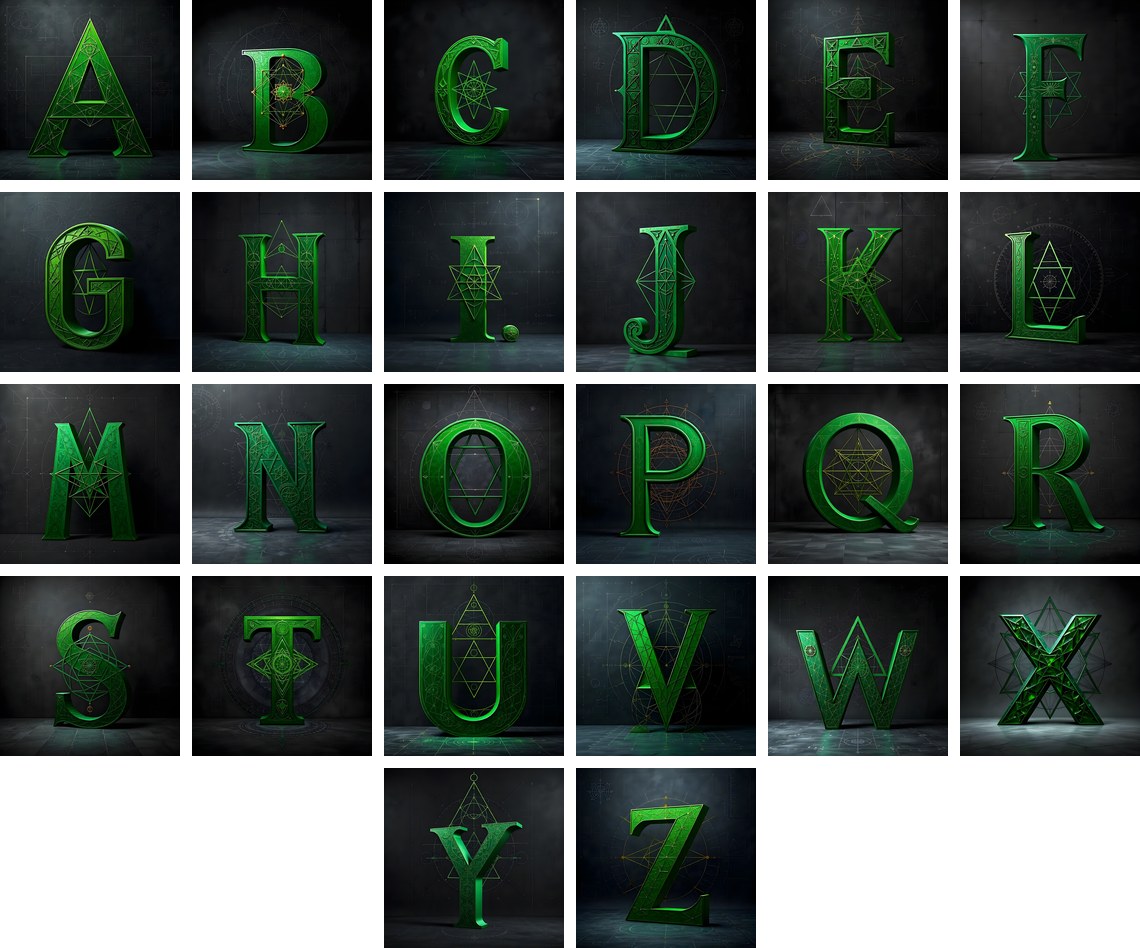 Chalk Geometry Line alphabet — all 26 letters