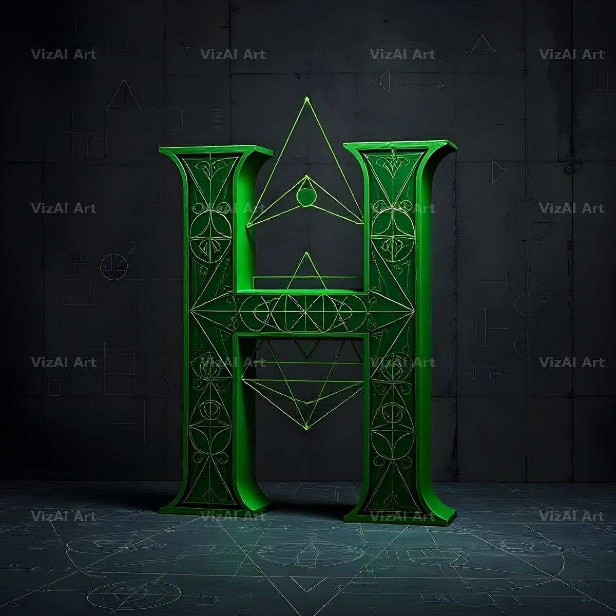 Chalk Geometry Line alphabet letter H