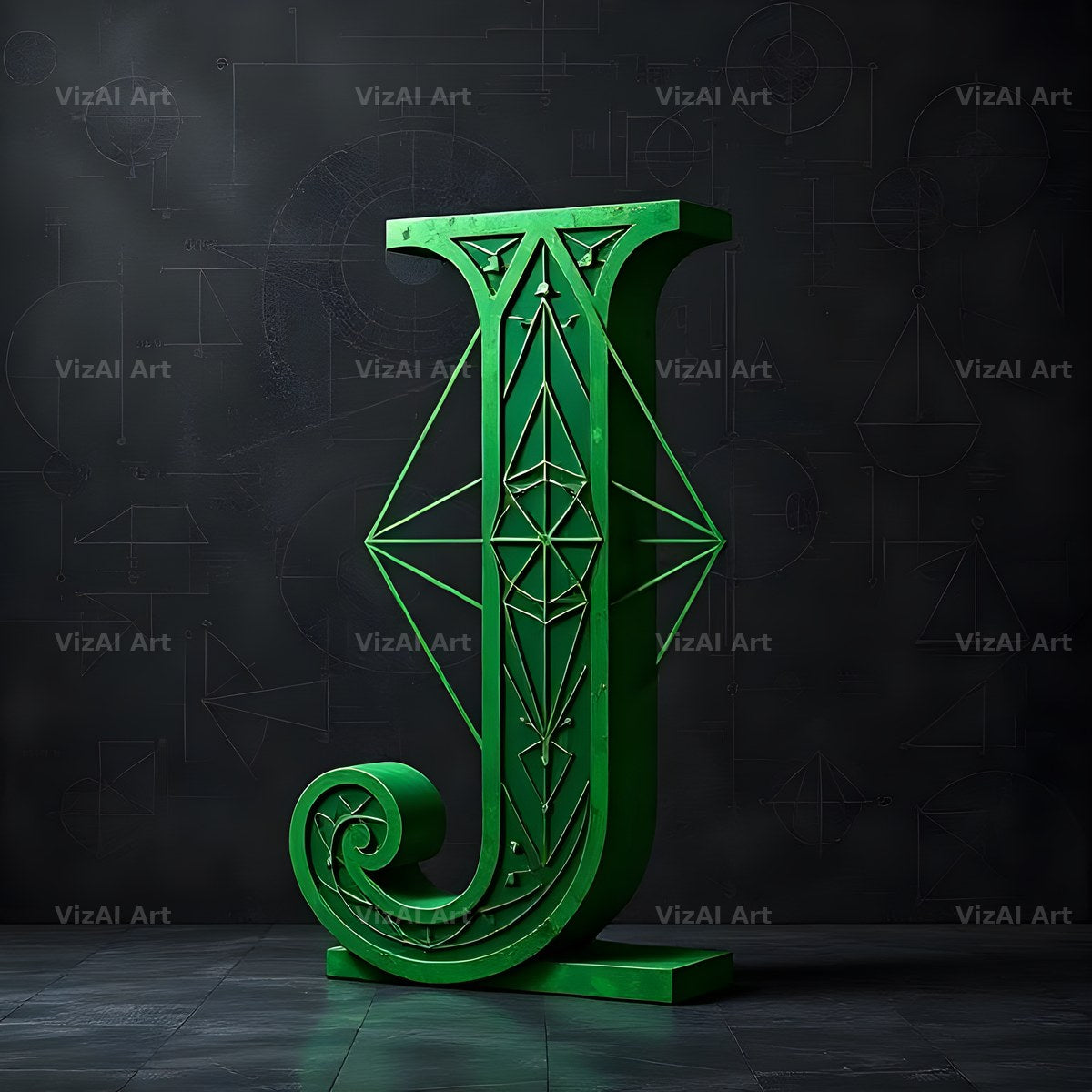 Chalk Geometry Line alphabet letter J