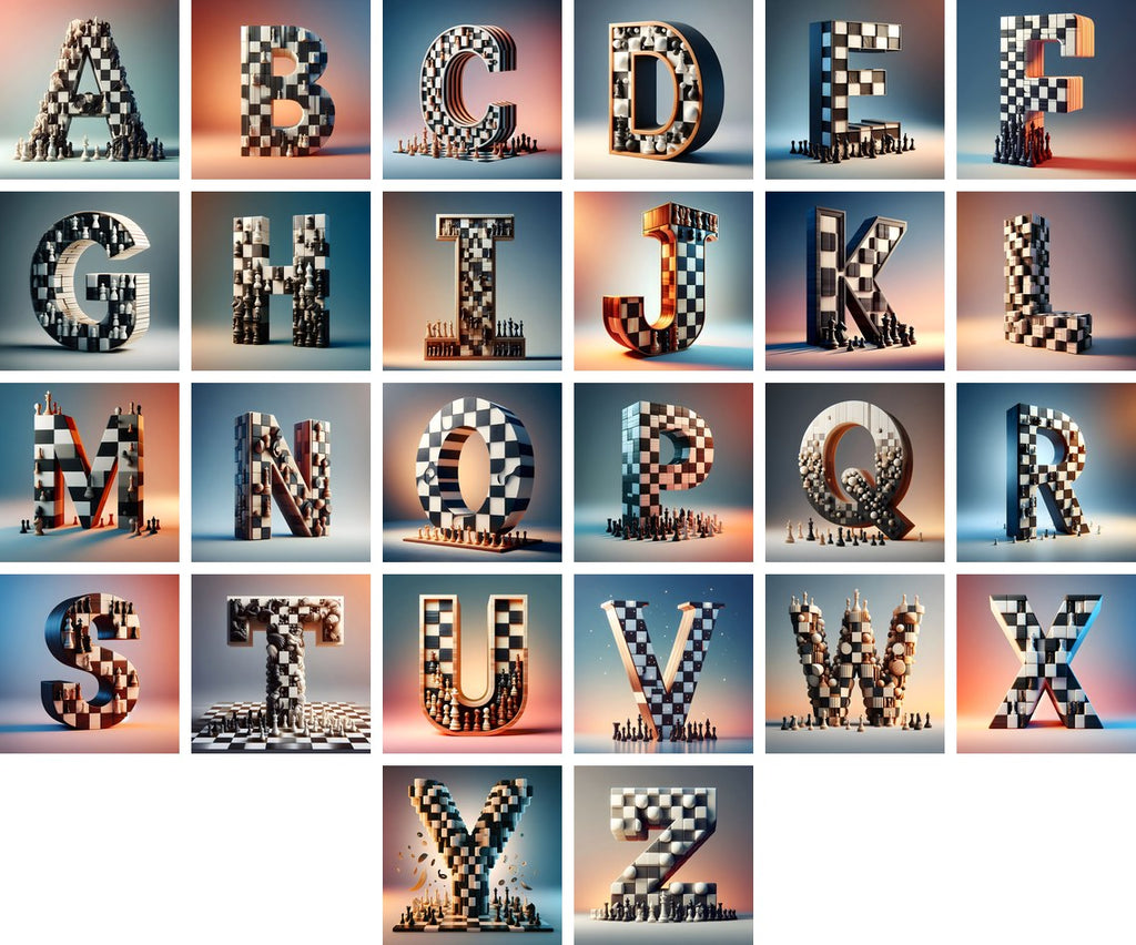 Chessboard Strategy alphabet — all 26 letters