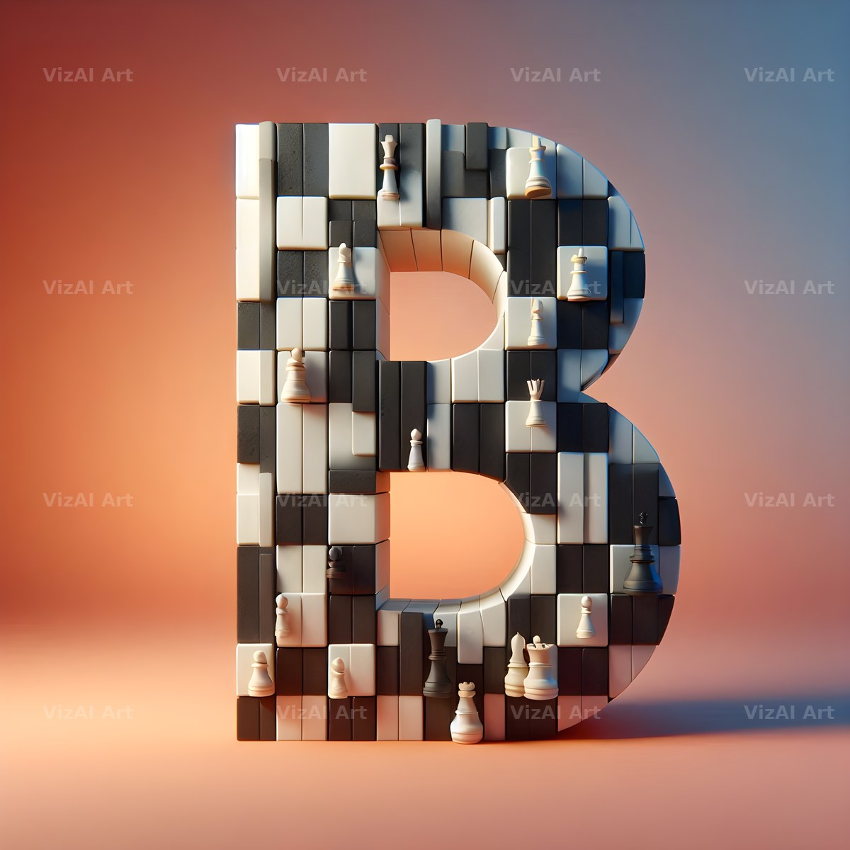 Chessboard Strategy alphabet letter B