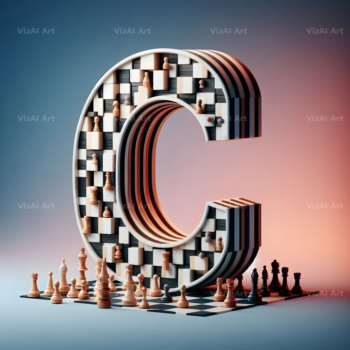 Chessboard Strategy alphabet letter C
