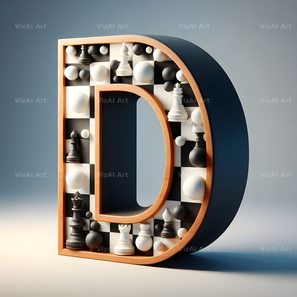 Chessboard Strategy alphabet letter D