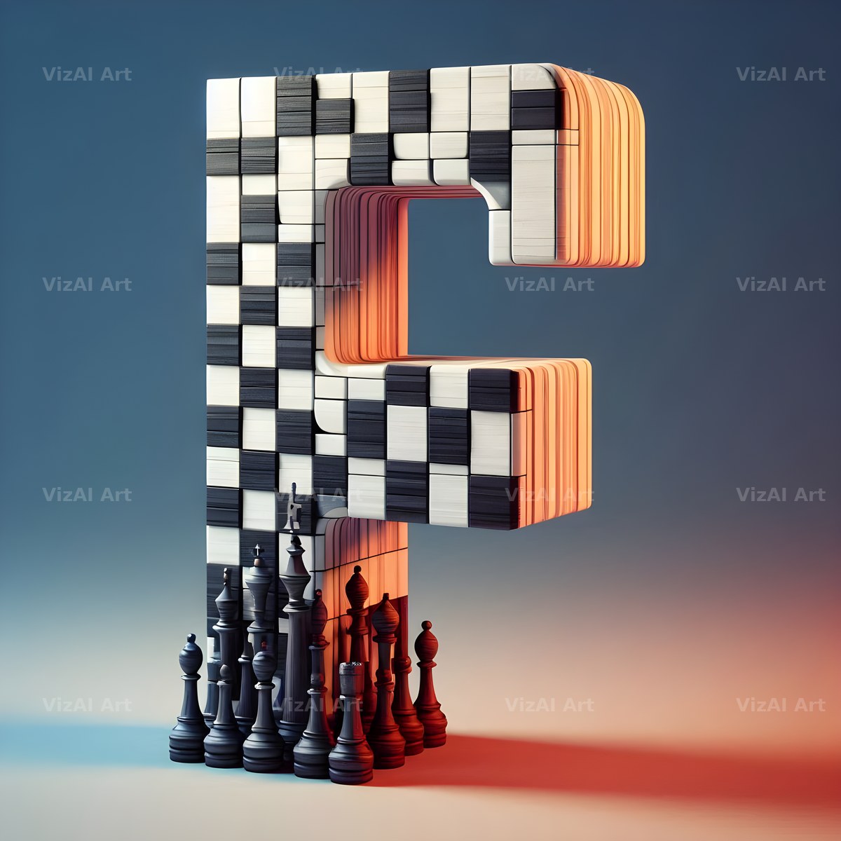 Chessboard Strategy alphabet letter F