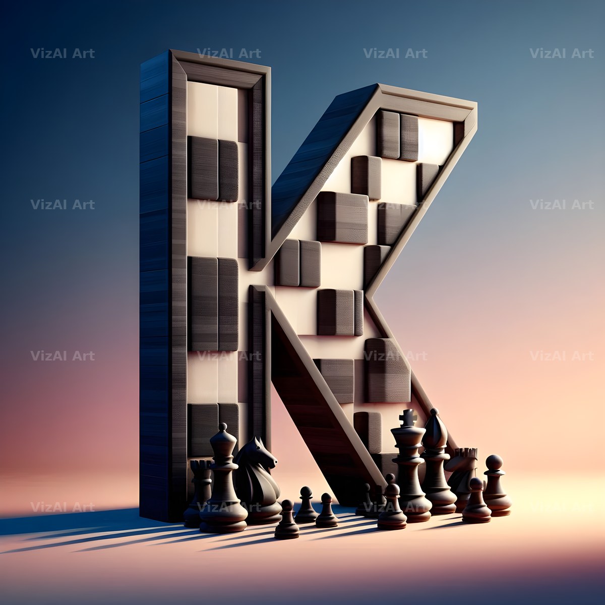 Chessboard Strategy alphabet letter K