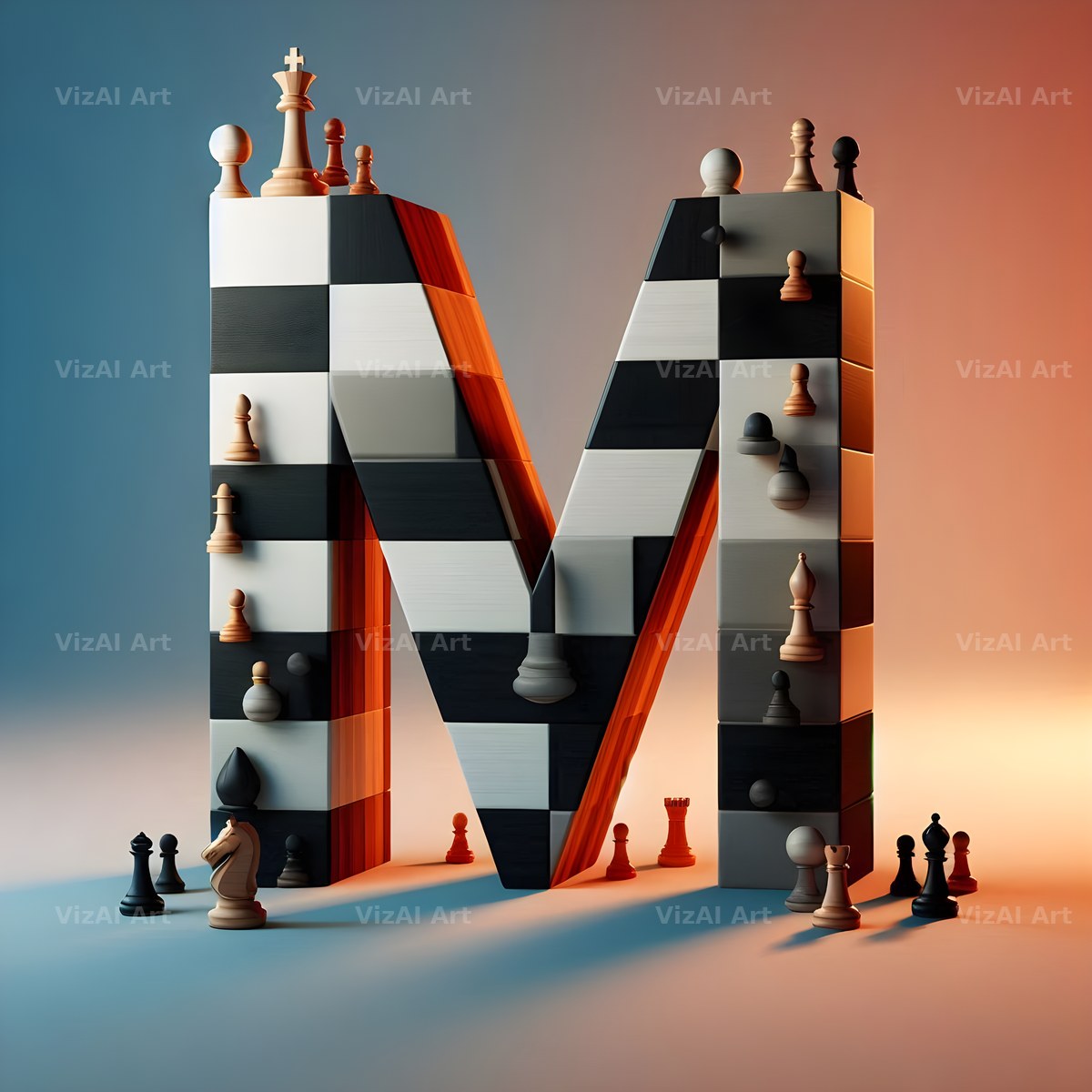 Chessboard Strategy alphabet letter M