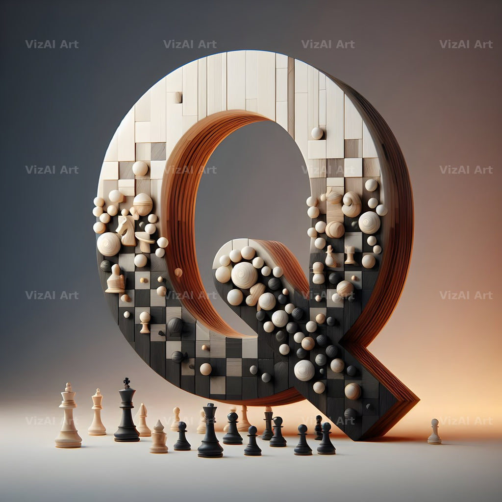 Chessboard Strategy alphabet letter Q