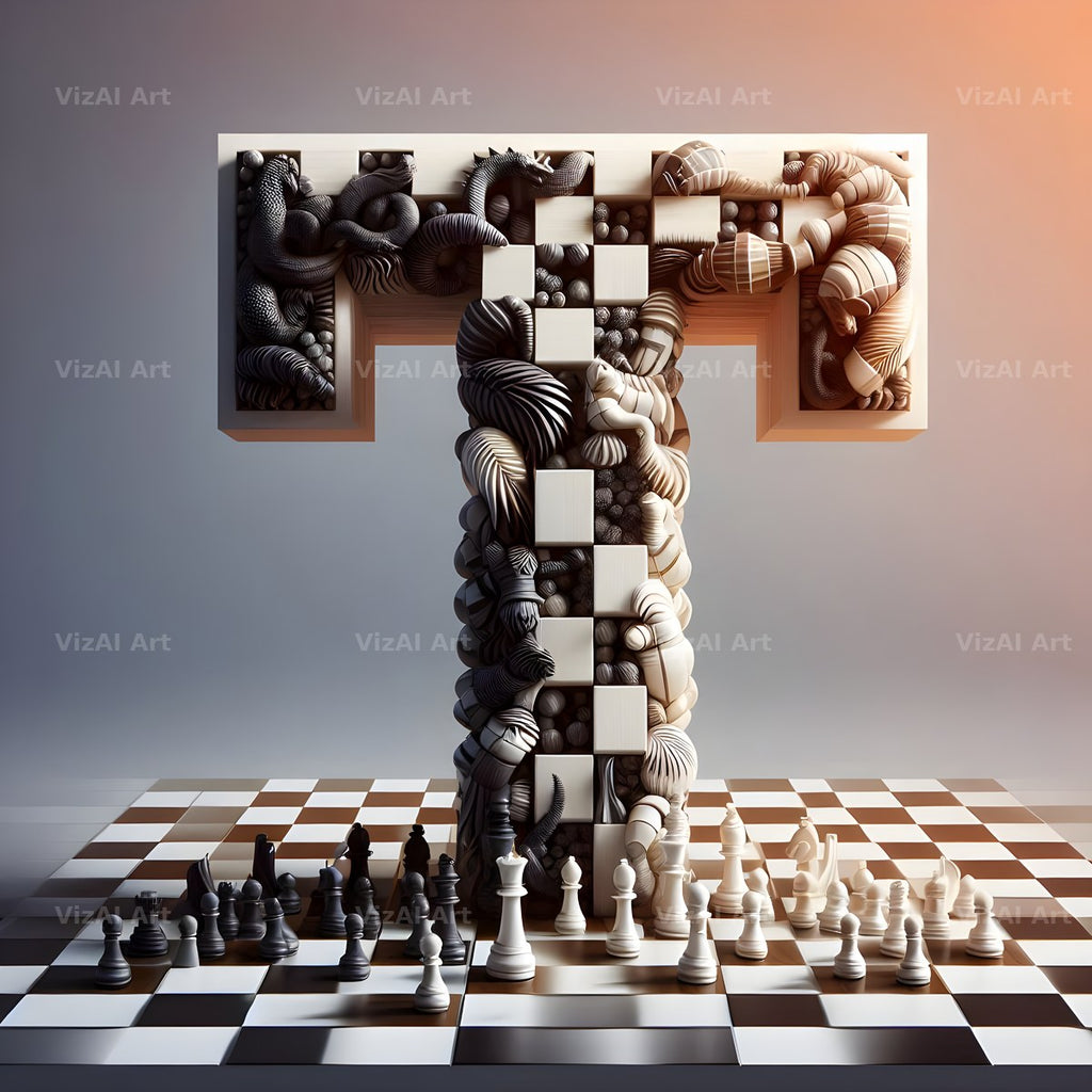 Chessboard Strategy alphabet letter T