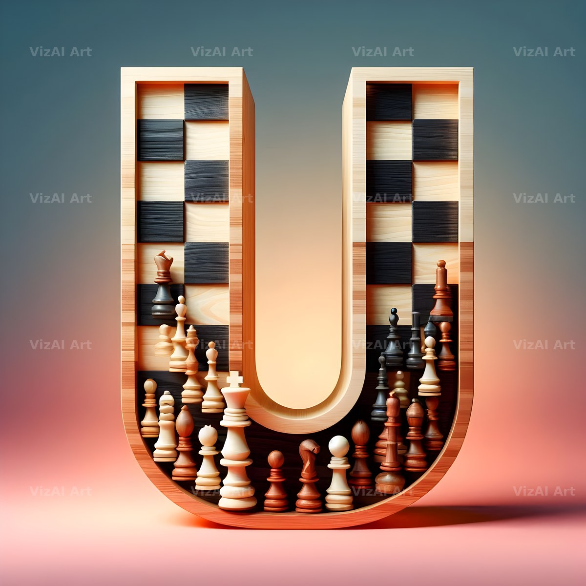 Chessboard Strategy alphabet letter U