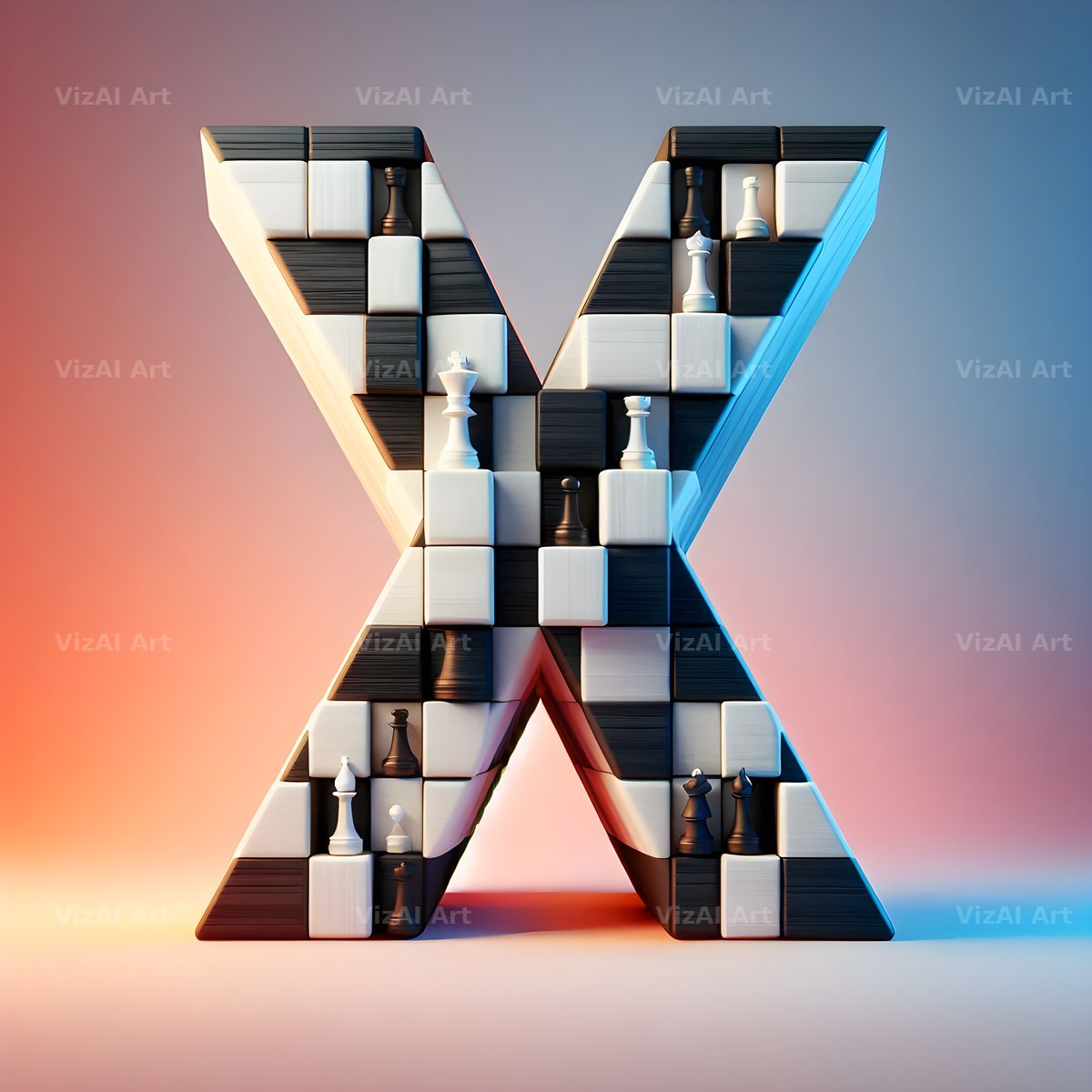 Chessboard Strategy alphabet letter X