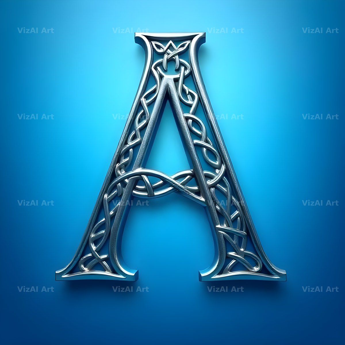 Celtic Knot Silver alphabet letter A