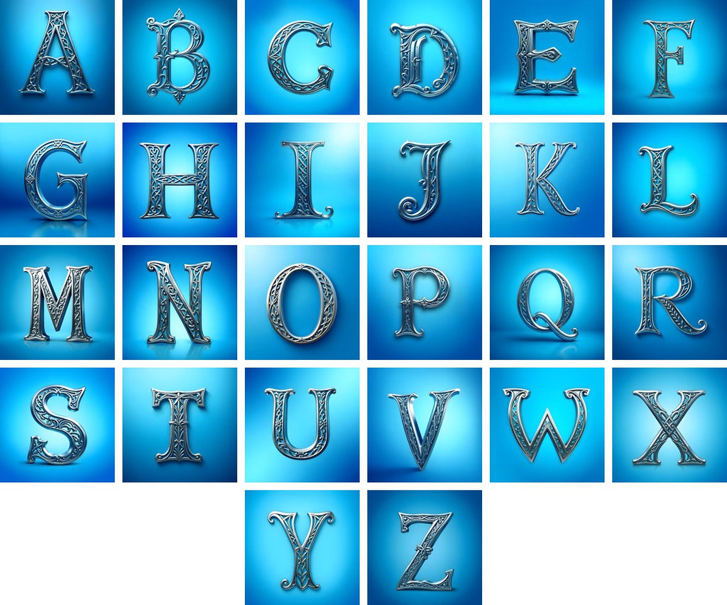 Celtic Knot Silver alphabet — all 26 letters