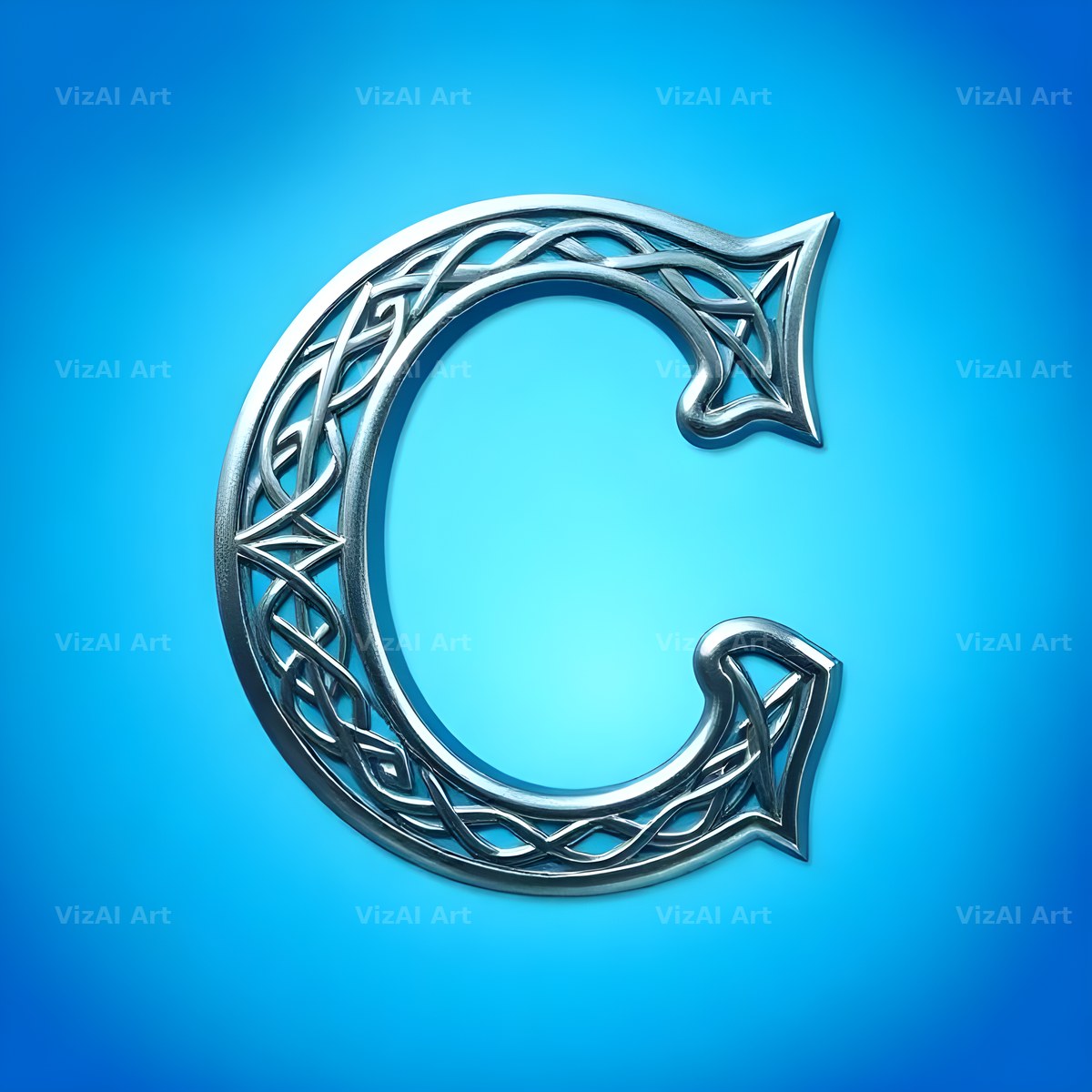 Celtic Knot Silver alphabet letter C