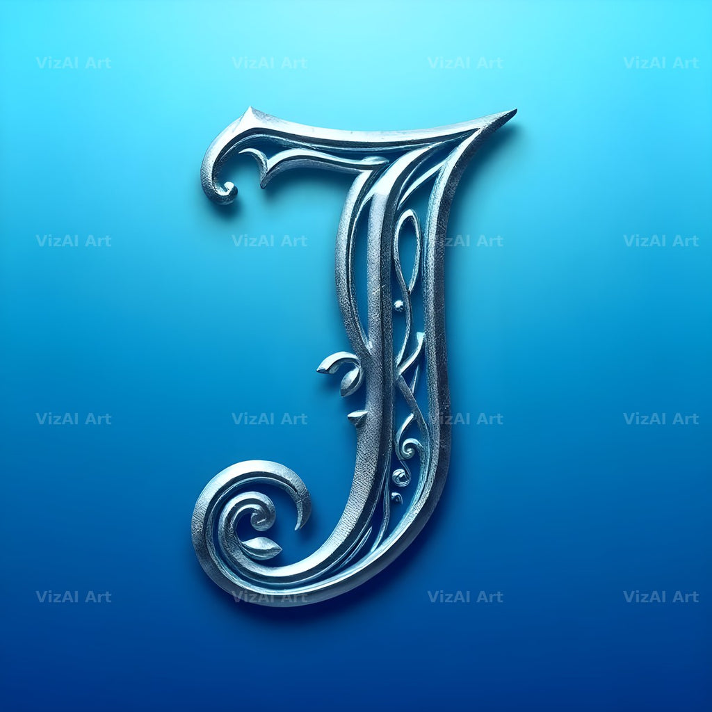 Celtic Knot Silver alphabet letter J