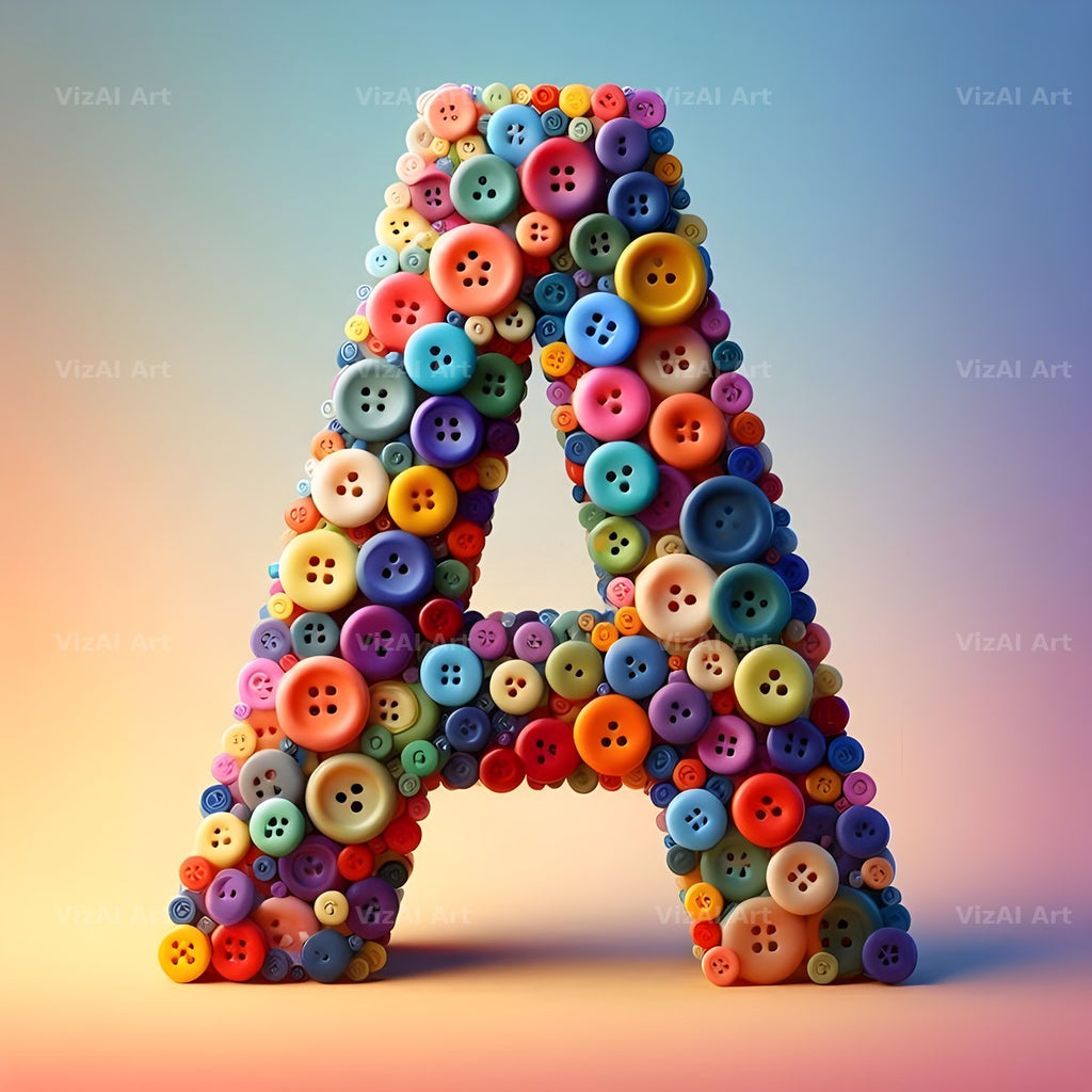 Craft Button Mosaic alphabet letter A