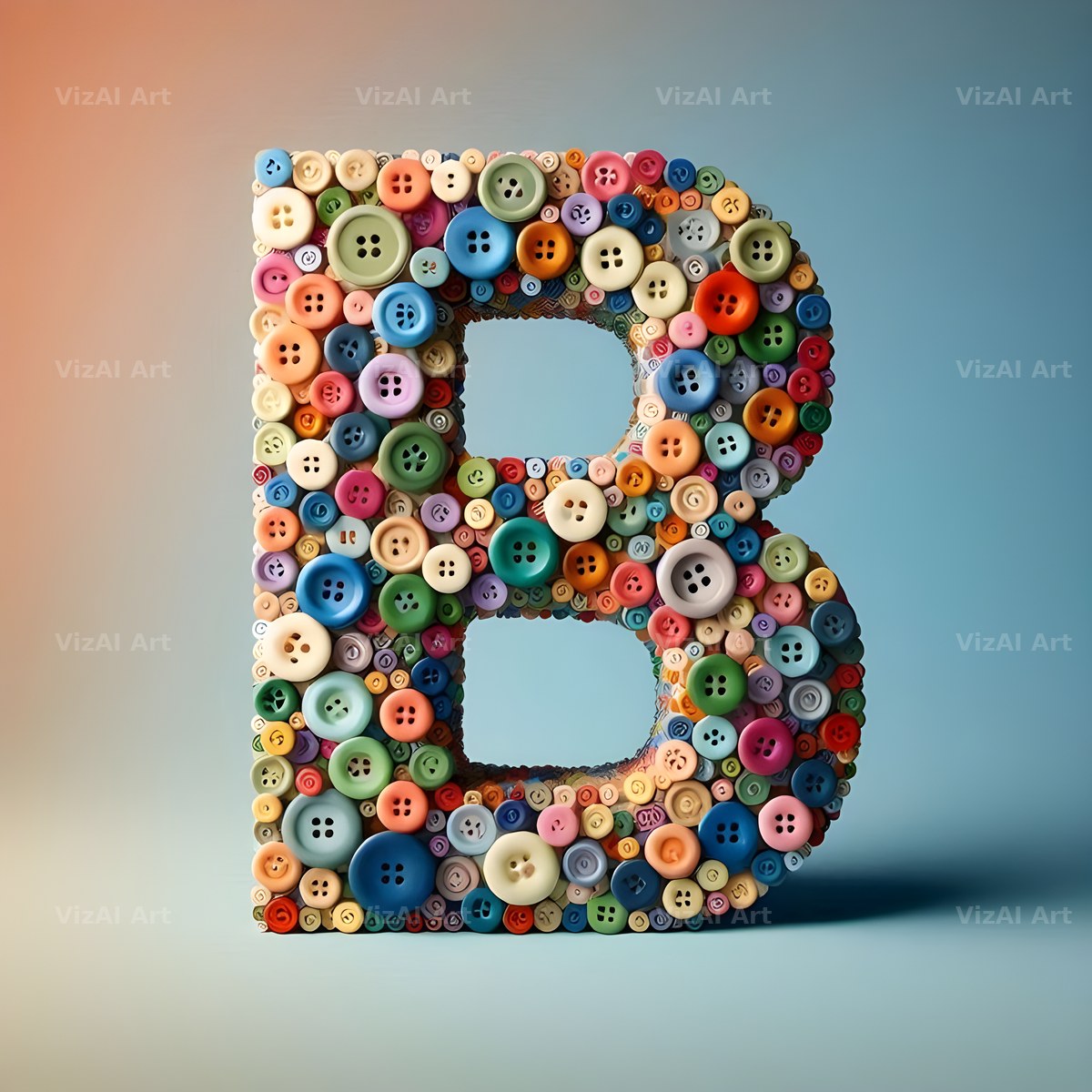 Craft Button Mosaic alphabet letter B