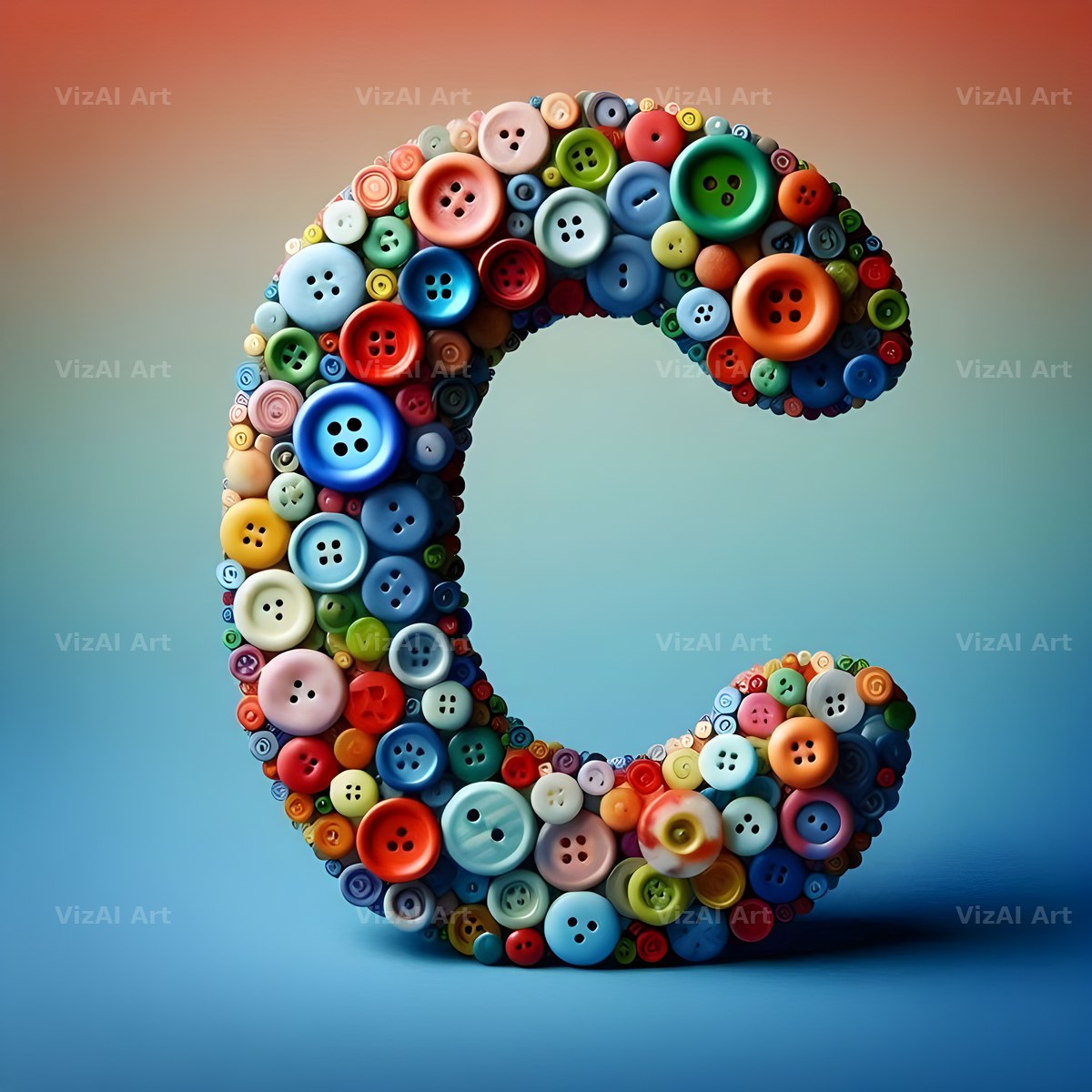Craft Button Mosaic alphabet letter C