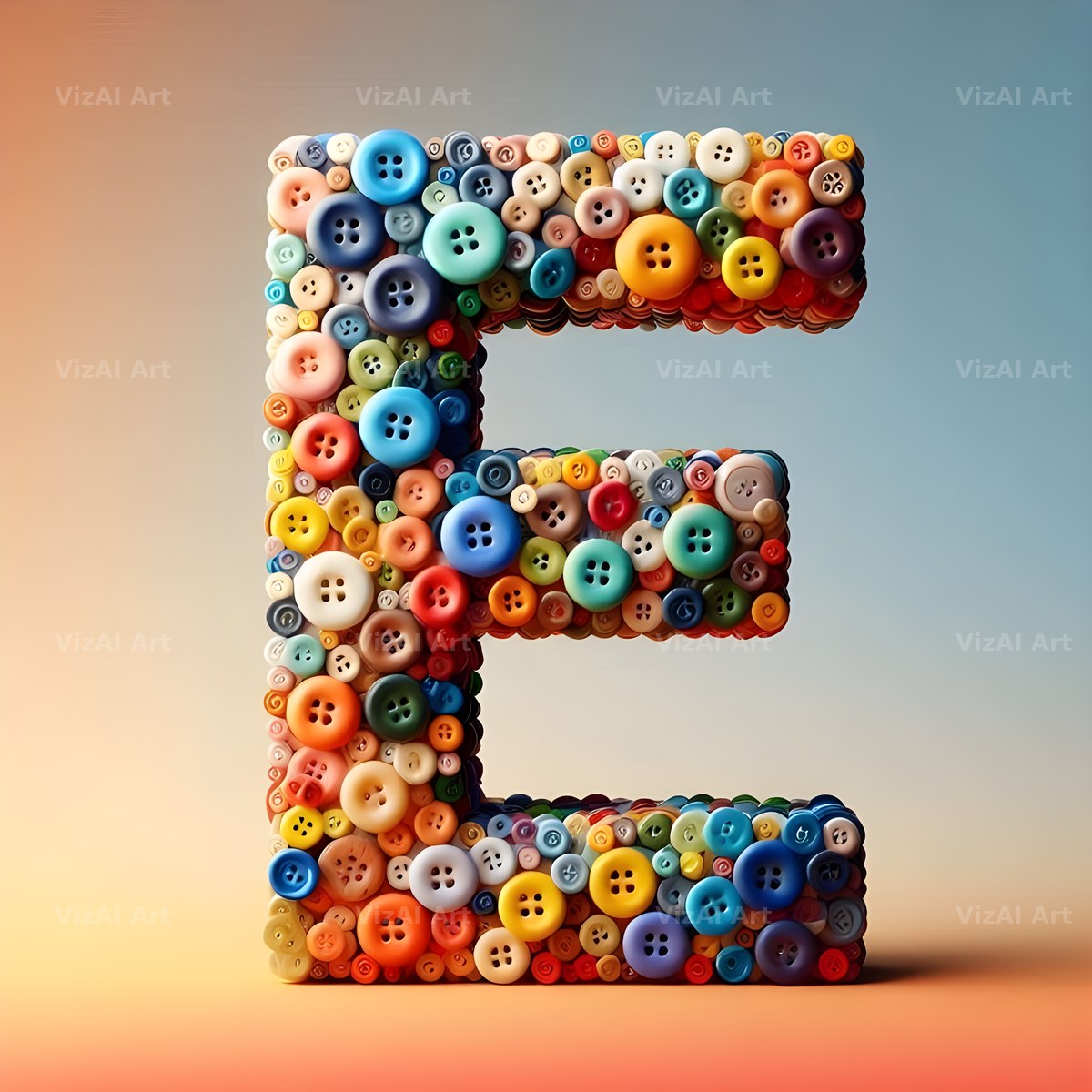 Craft Button Mosaic alphabet letter E