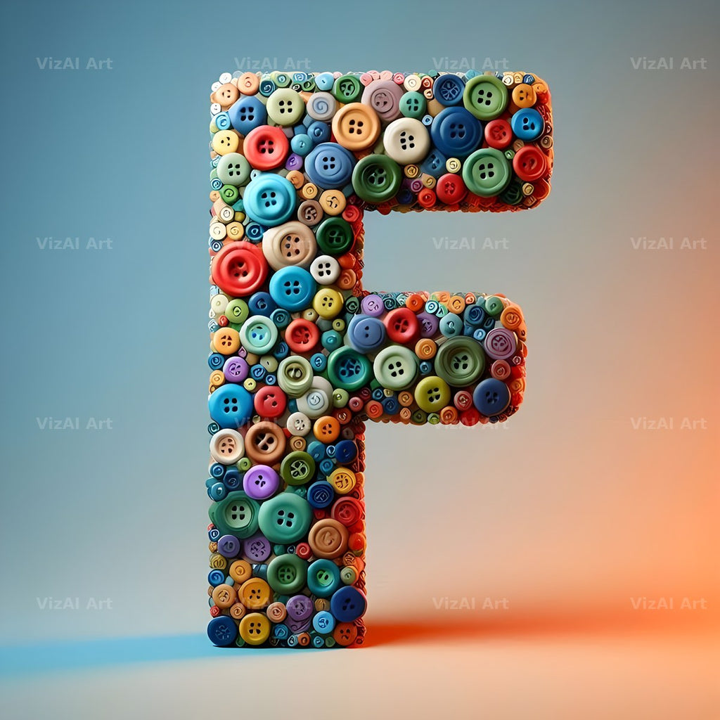 Craft Button Mosaic alphabet letter F