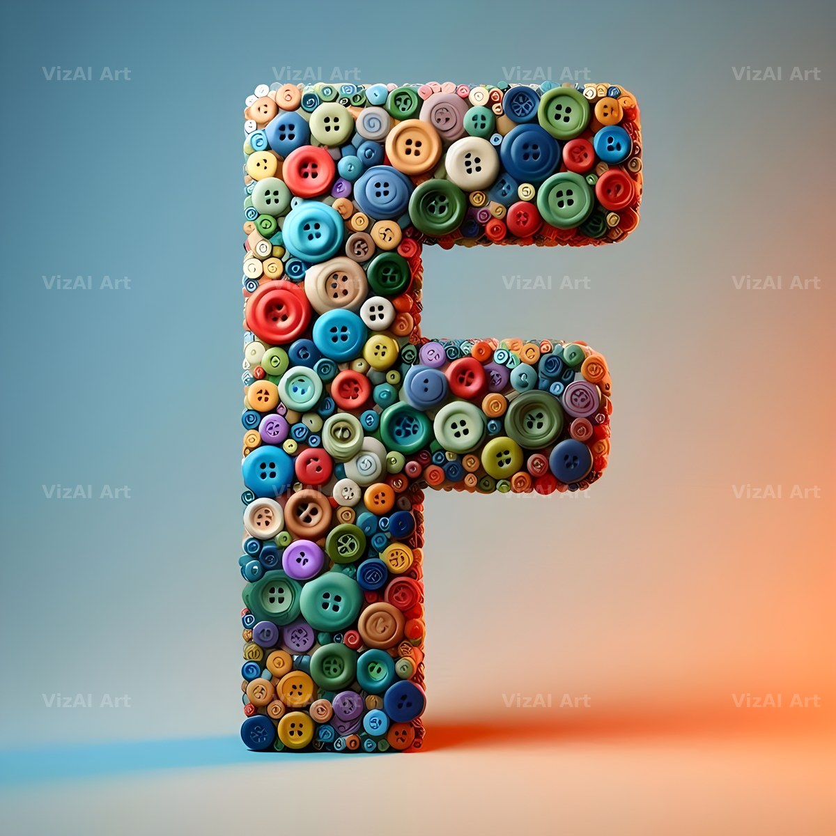 Craft Button Mosaic alphabet letter F