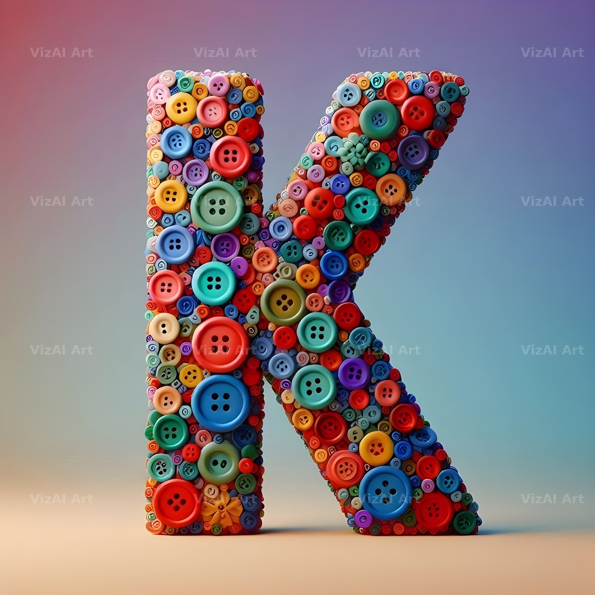 Craft Button Mosaic alphabet letter K
