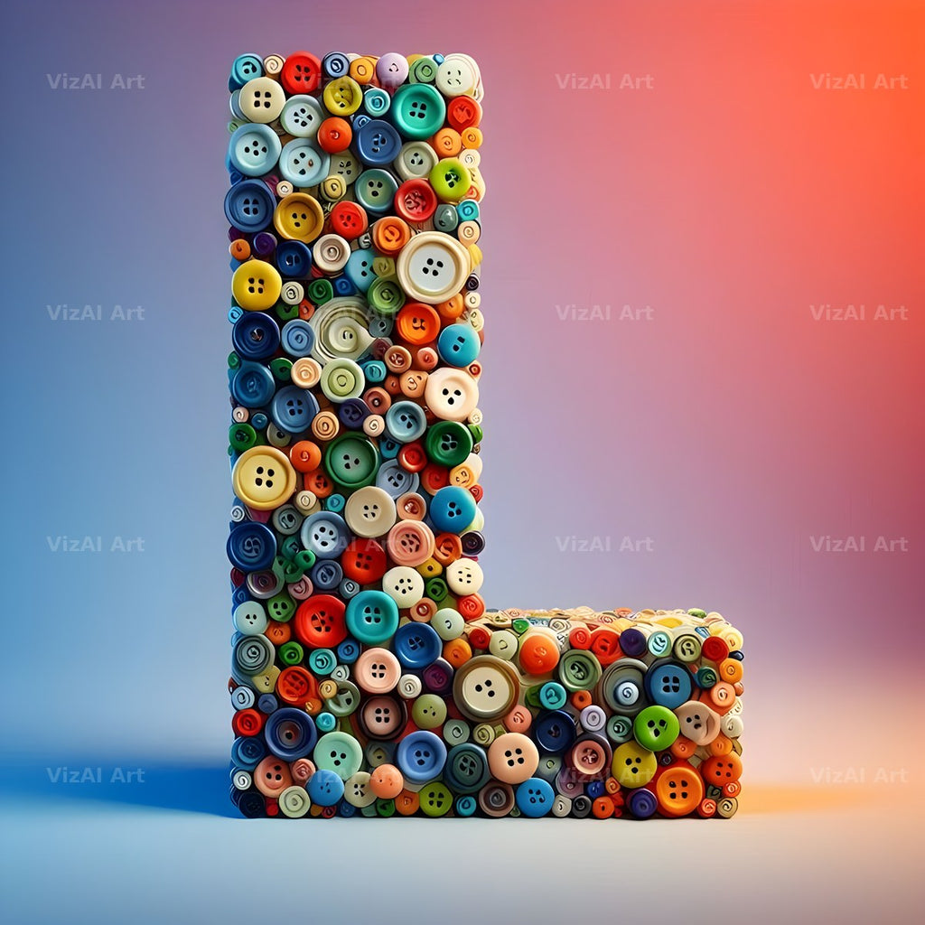 Craft Button Mosaic alphabet letter L