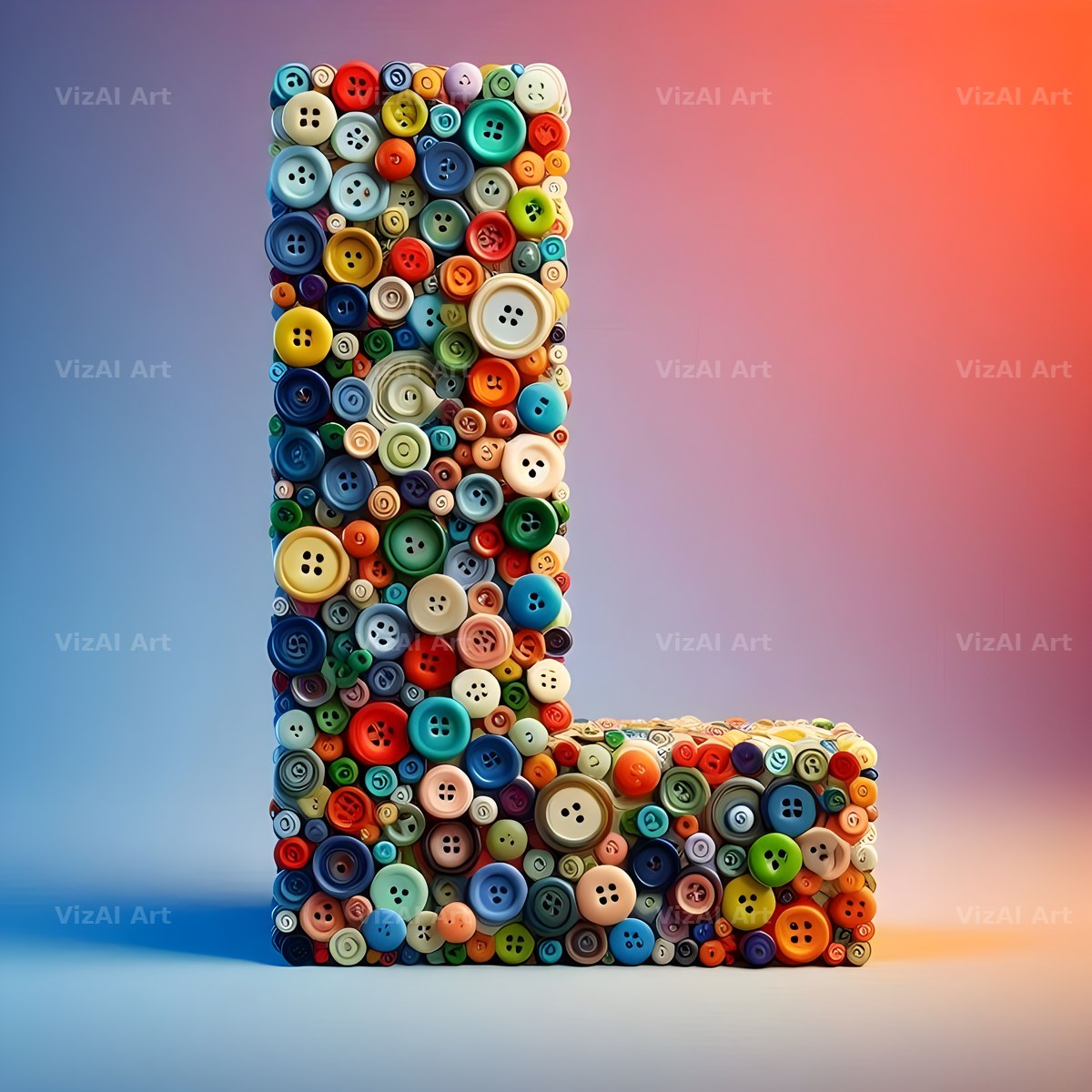 Craft Button Mosaic alphabet letter L