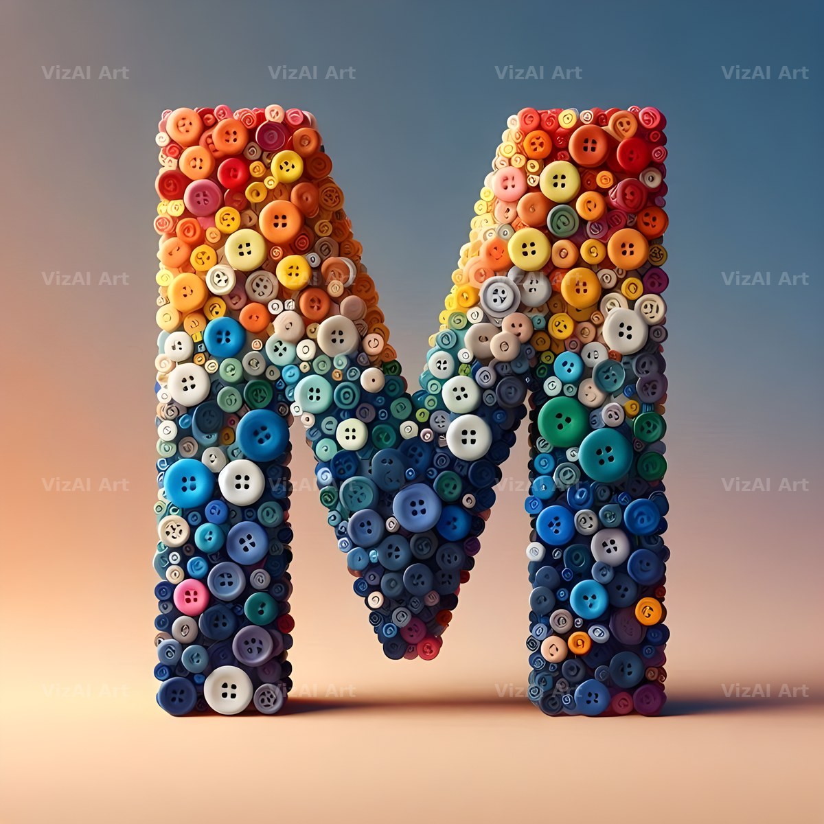 Craft Button Mosaic alphabet letter M