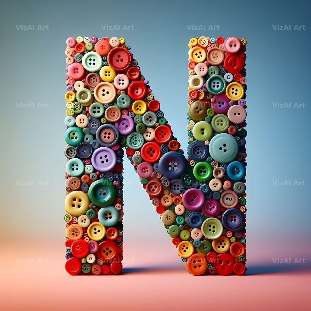 Craft Button Mosaic alphabet letter N