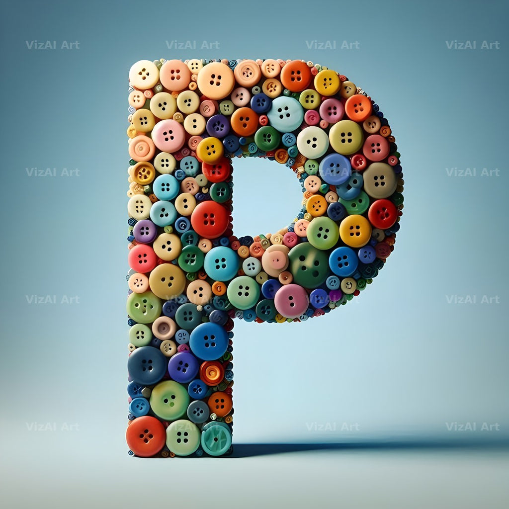 Craft Button Mosaic alphabet letter P