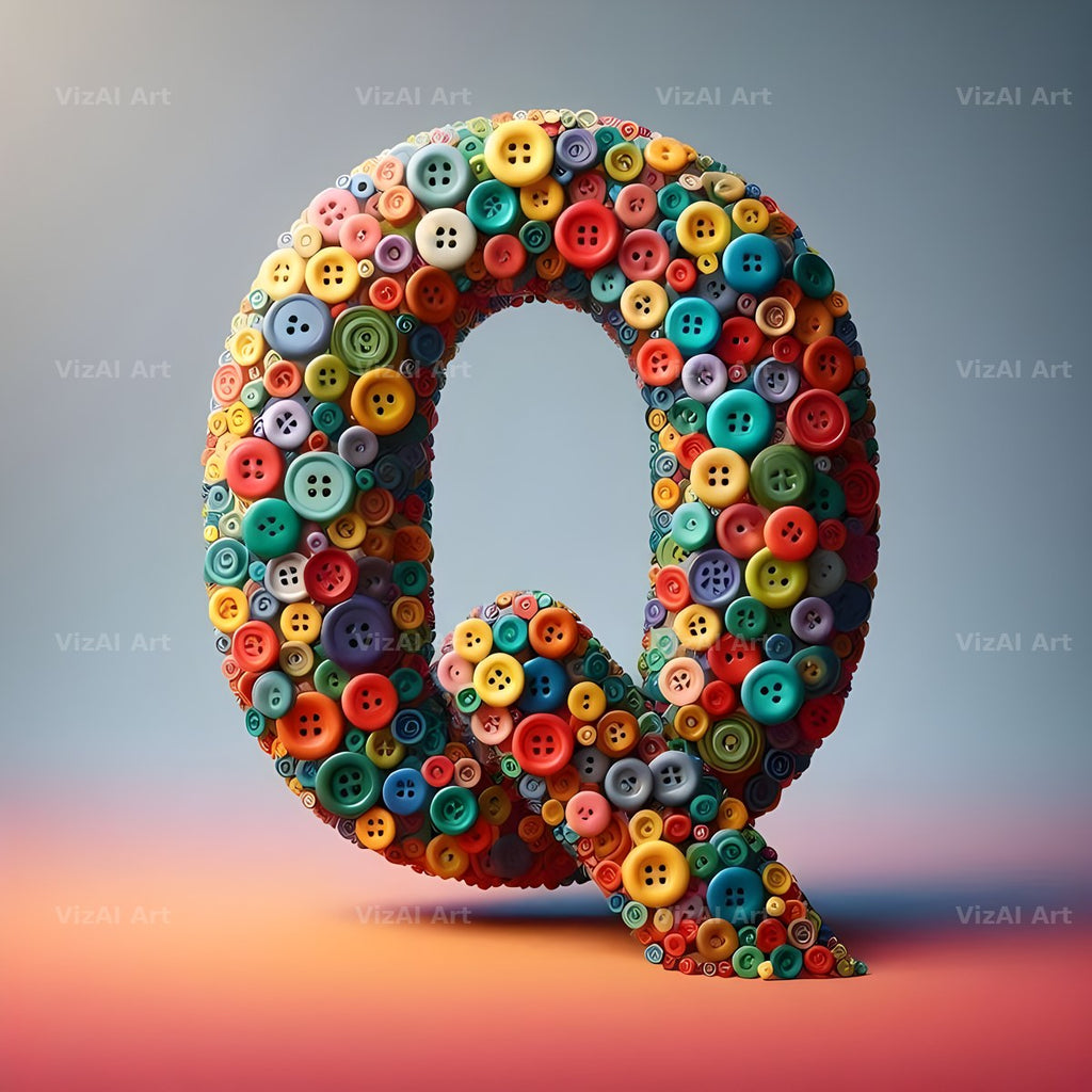 Craft Button Mosaic alphabet letter Q