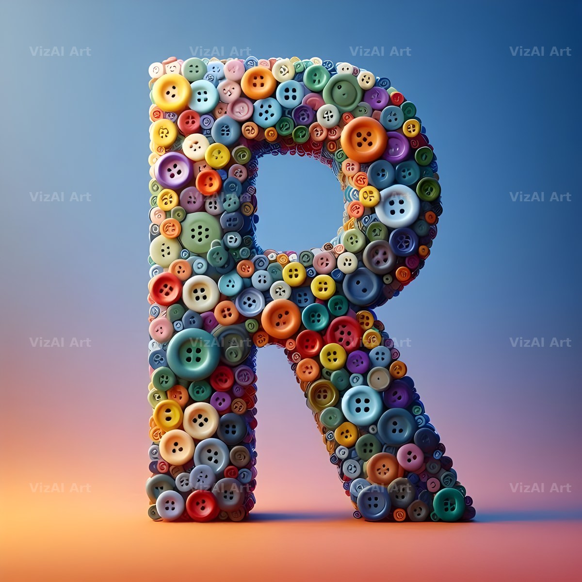 Craft Button Mosaic alphabet letter R