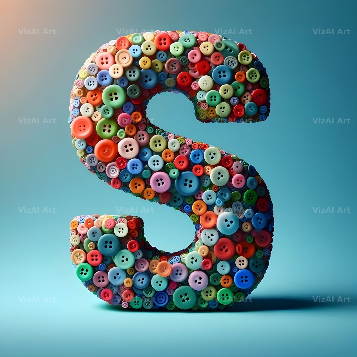 Craft Button Mosaic alphabet letter S