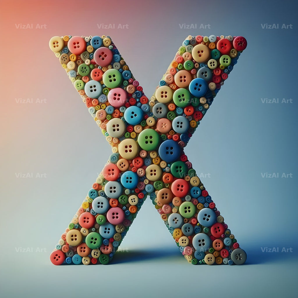 Craft Button Mosaic alphabet letter X