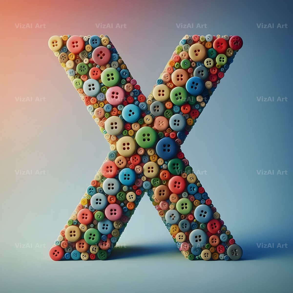 Craft Button Mosaic alphabet letter X