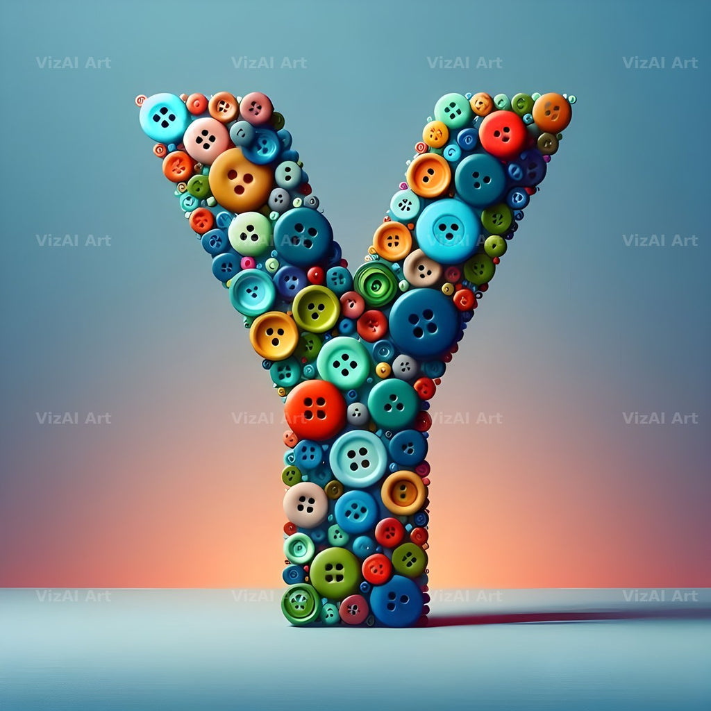 Craft Button Mosaic alphabet letter Y