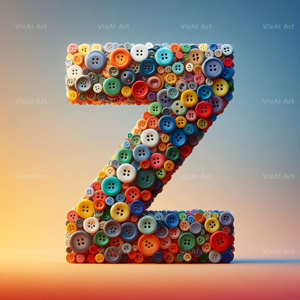 Craft Button Mosaic alphabet letter Z
