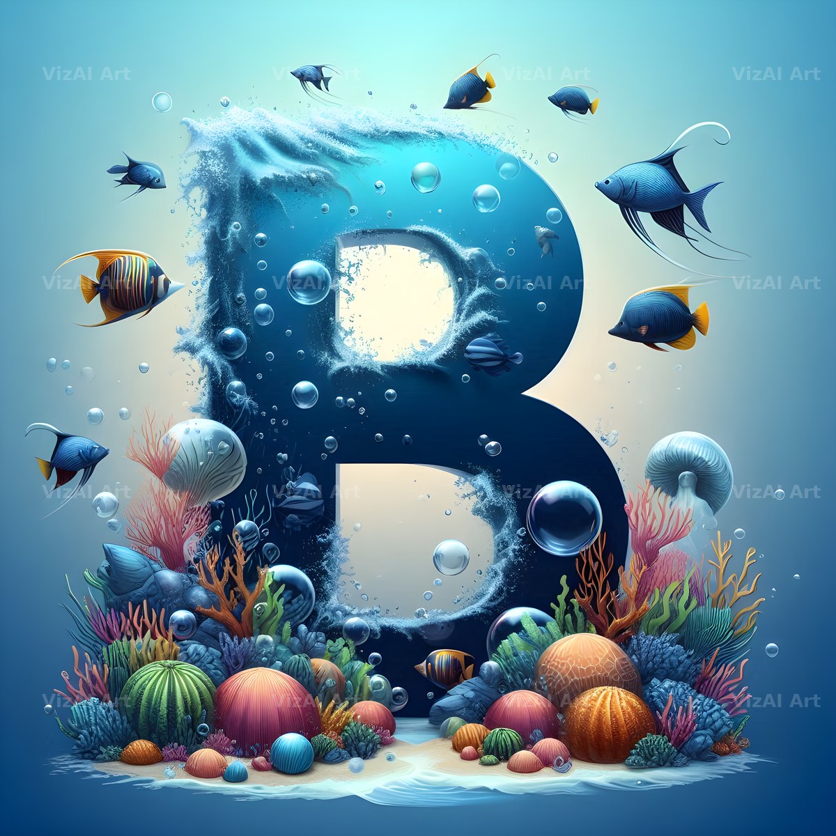 Coral Reef Fish alphabet letter B