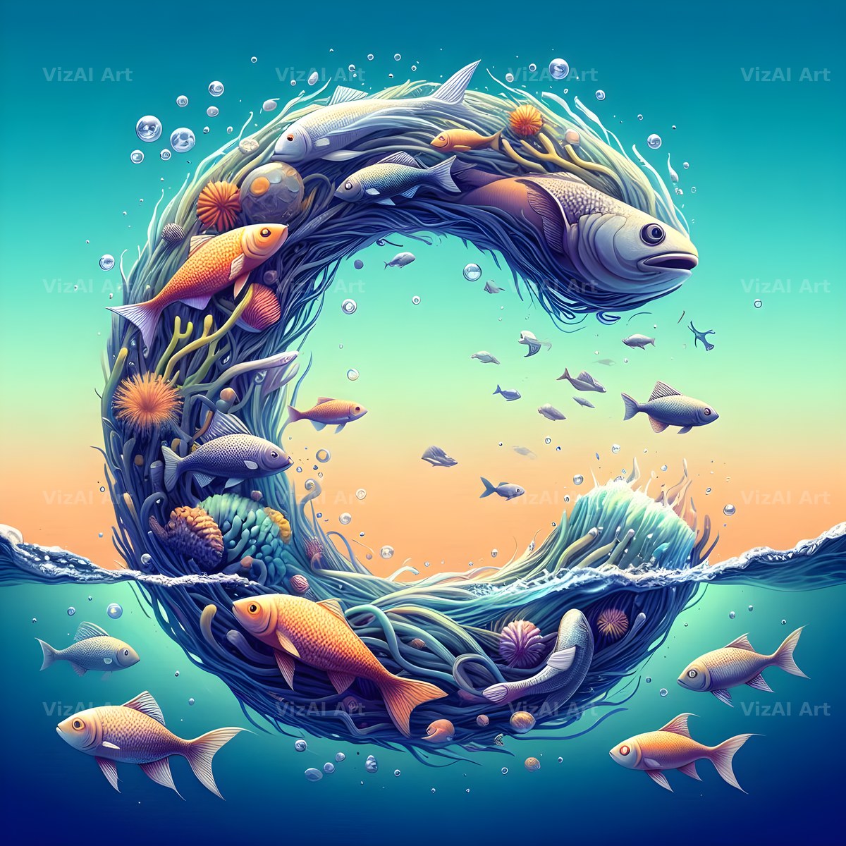 Coral Reef Fish alphabet letter C