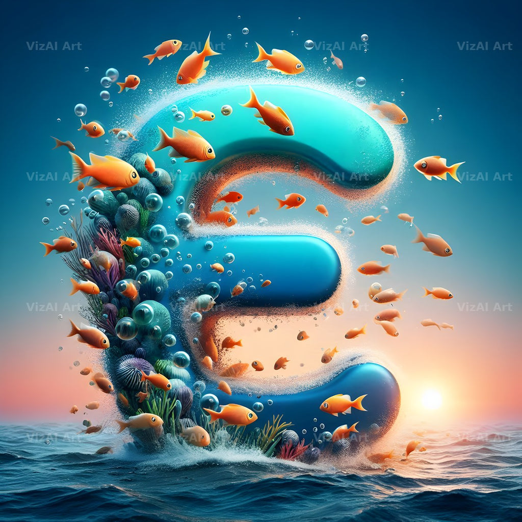 Coral Reef Fish alphabet letter E