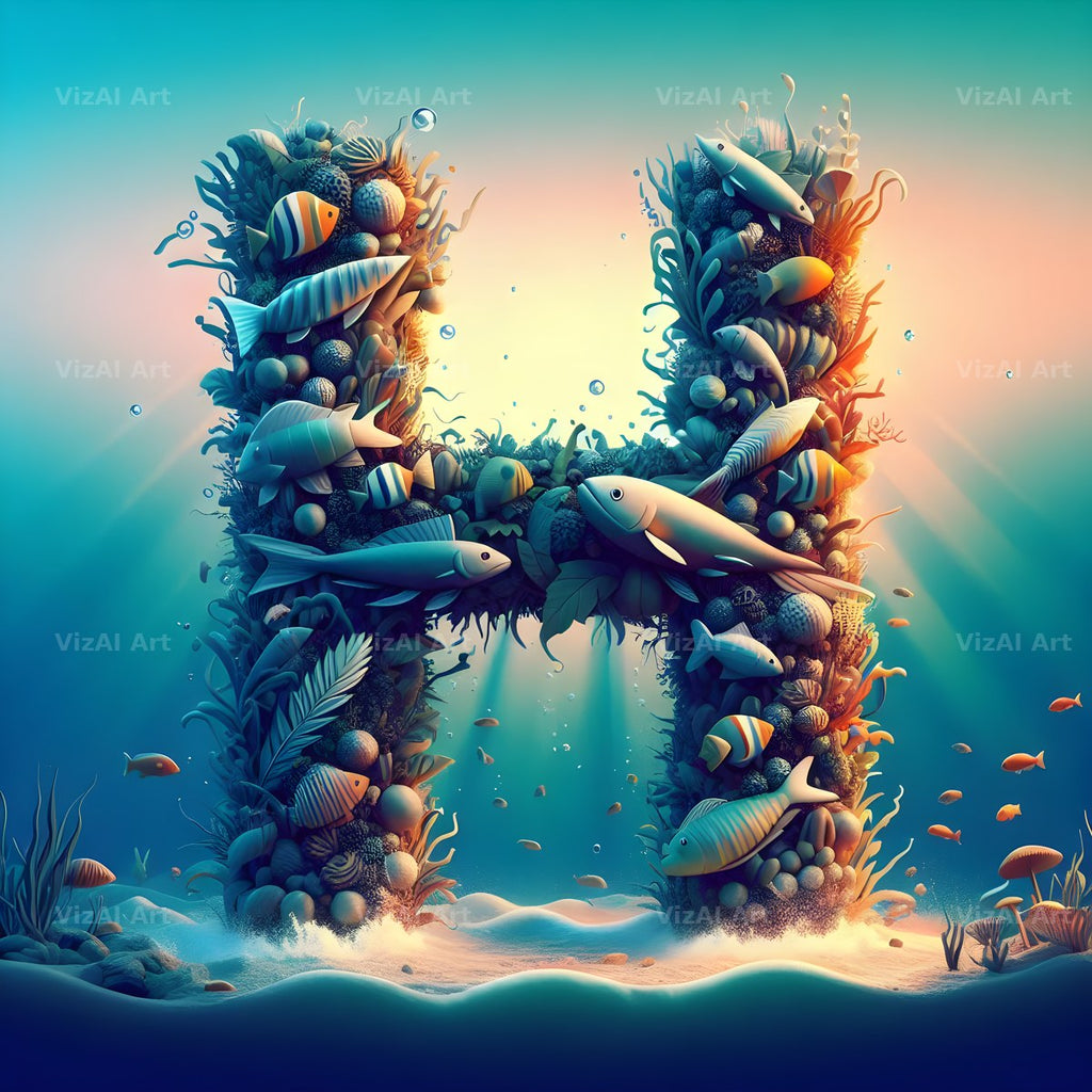 Coral Reef Fish alphabet letter H