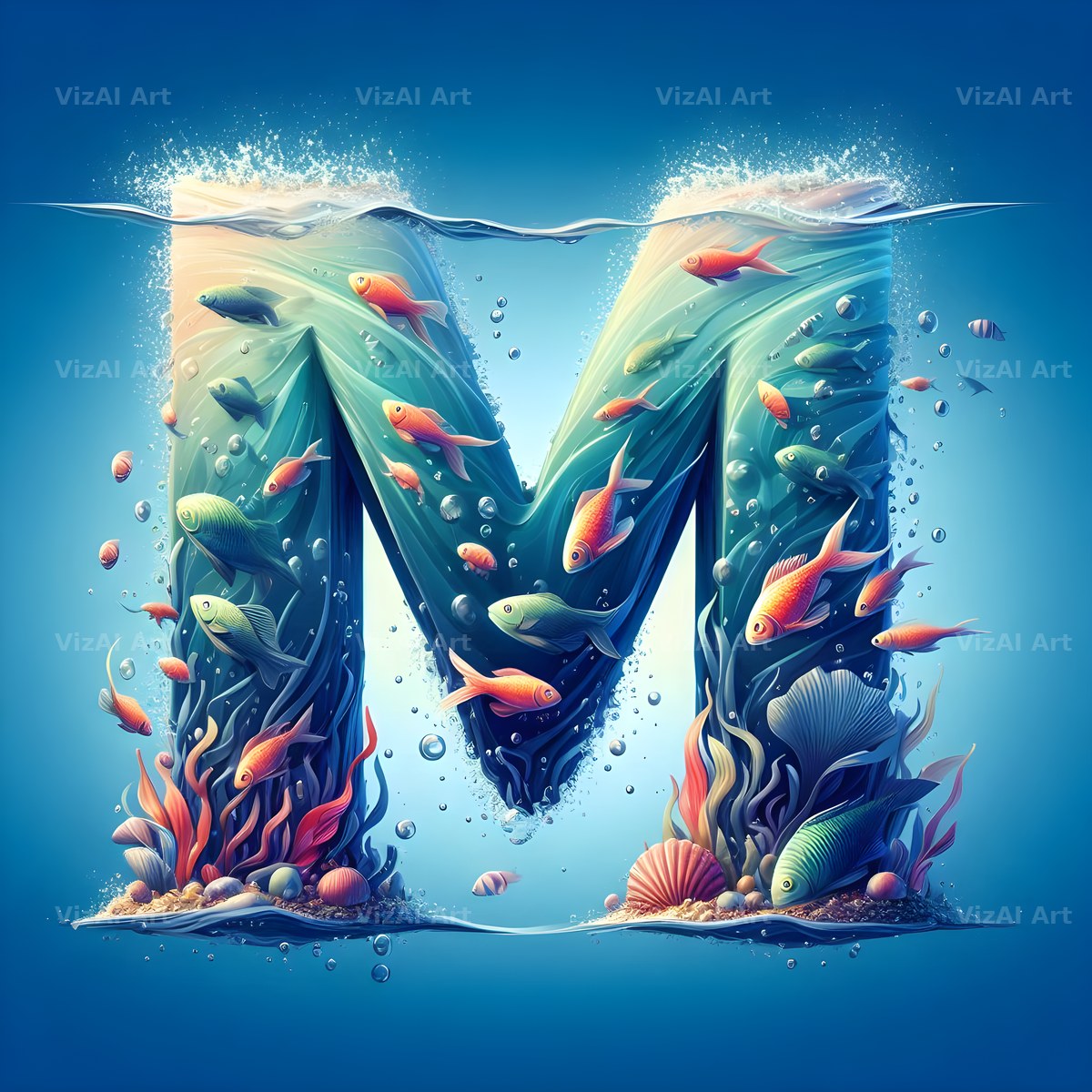 Coral Reef Fish alphabet letter M