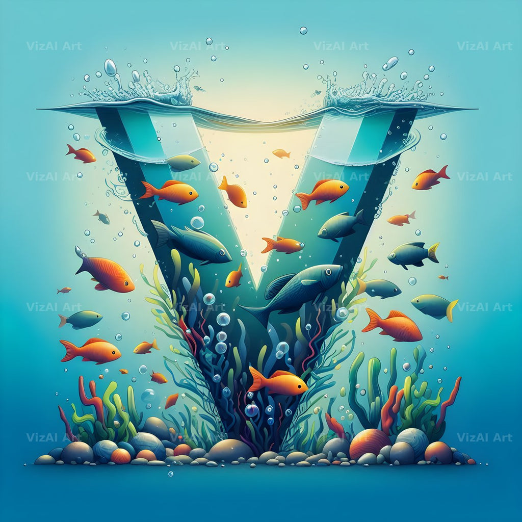 Coral Reef Fish alphabet letter V