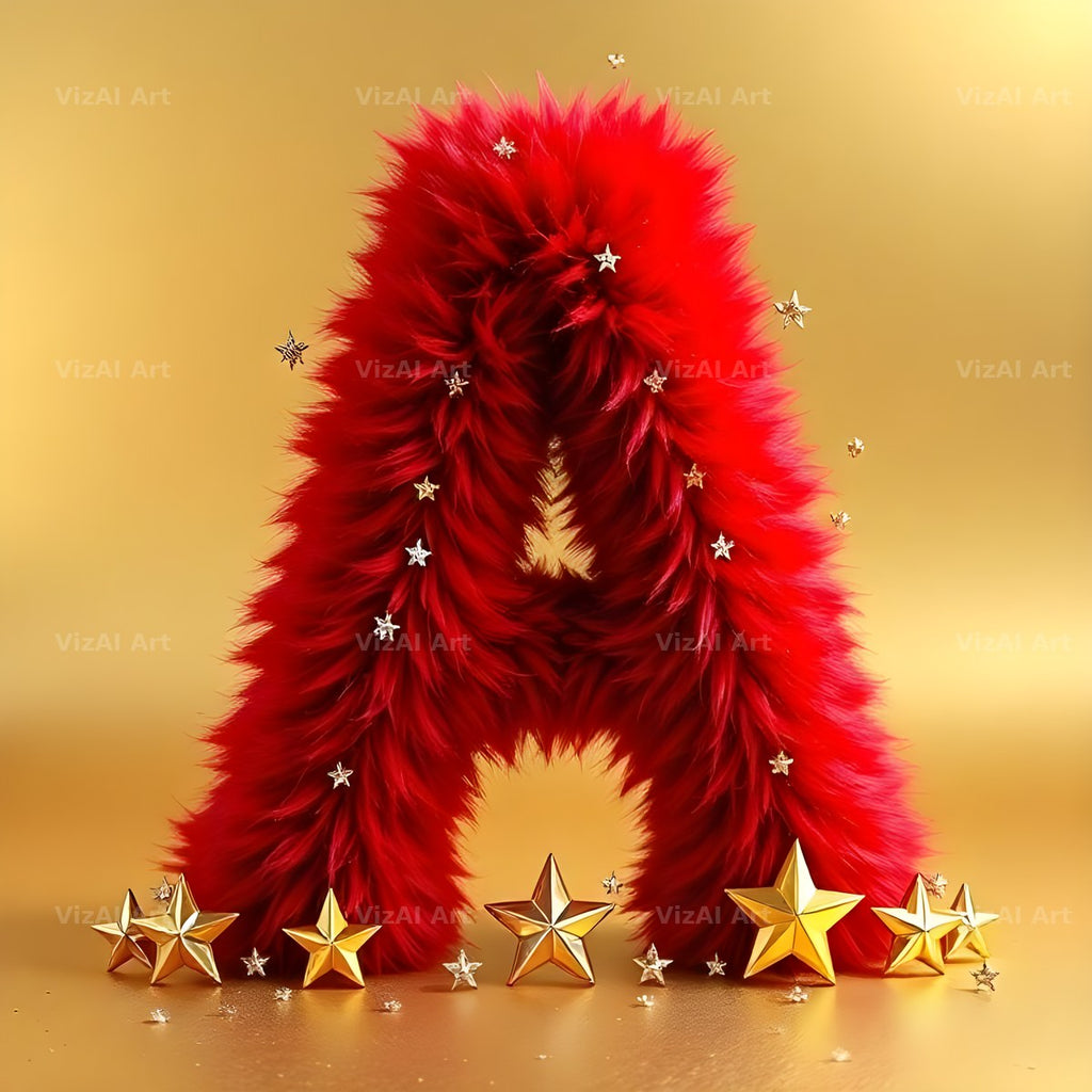 Crimson Plush Fur alphabet letter A
