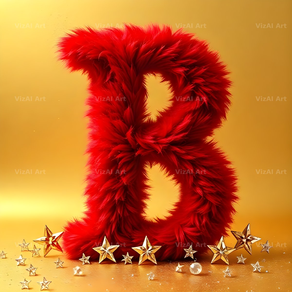 Crimson Plush Fur alphabet letter B