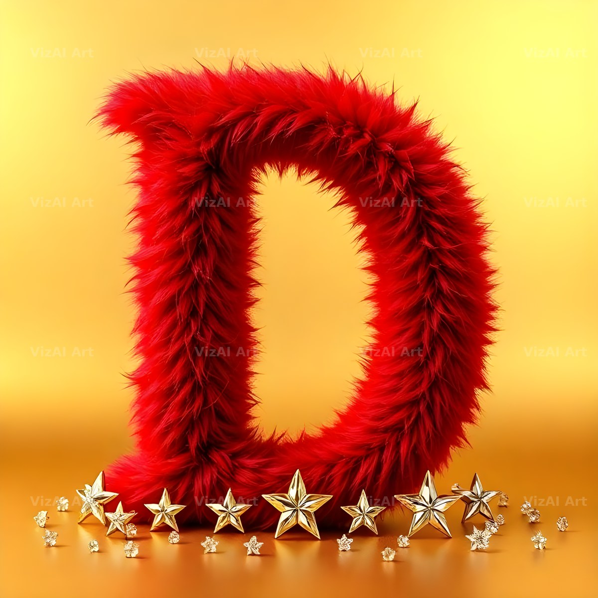 Crimson Plush Fur alphabet letter D