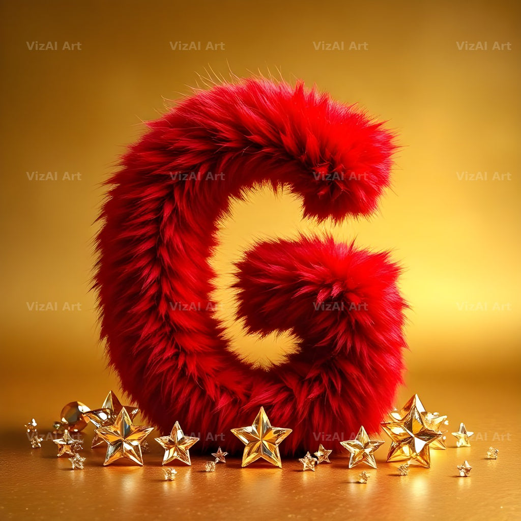 Crimson Plush Fur alphabet letter G