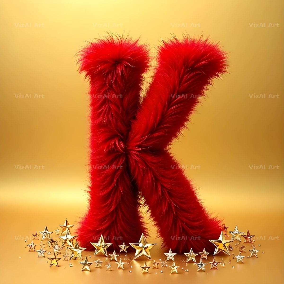 Crimson Plush Fur alphabet letter K