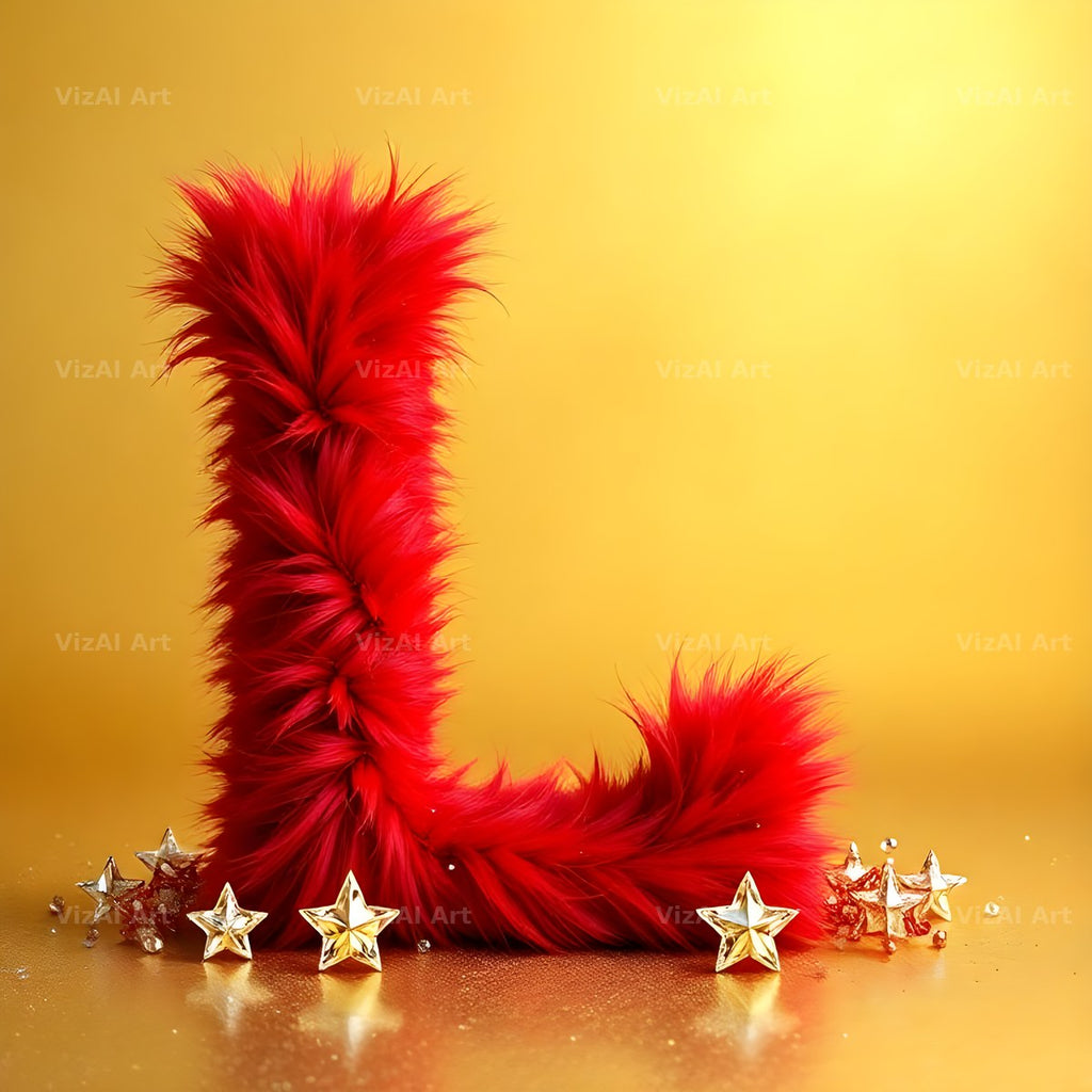 Crimson Plush Fur alphabet letter L